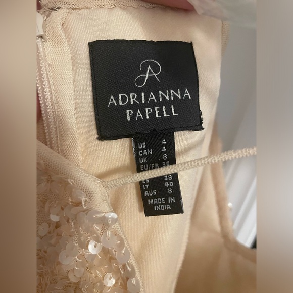 Adrianna Papell Women's Beige Sequined Sleeveless Gown Formal Dress - Picture 5 of 16